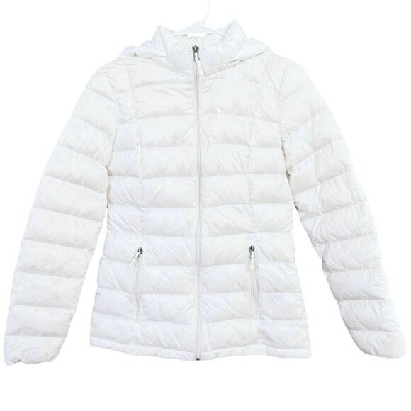Charter Club White Down Puffer Coat Packable Hooded Jacket Pockets Womens Sz XS - Picture 2 of 8